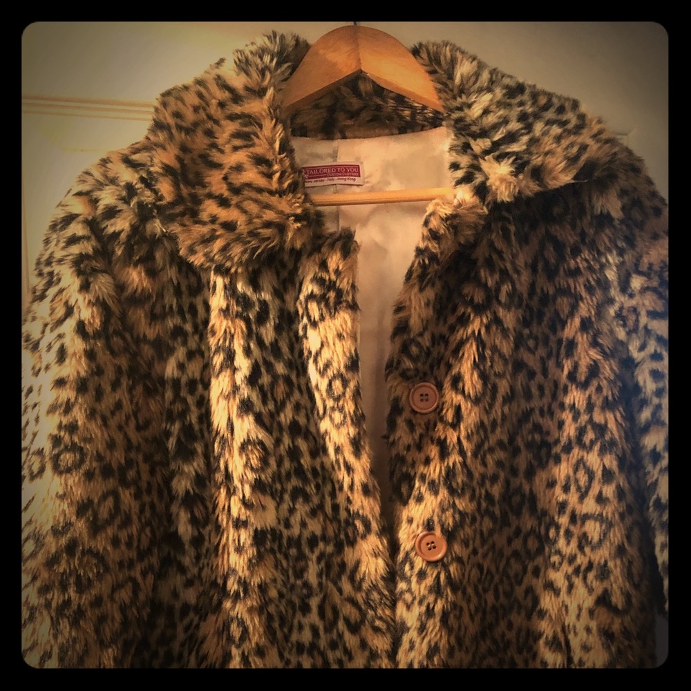 Faux leopard teddy bear coat!
